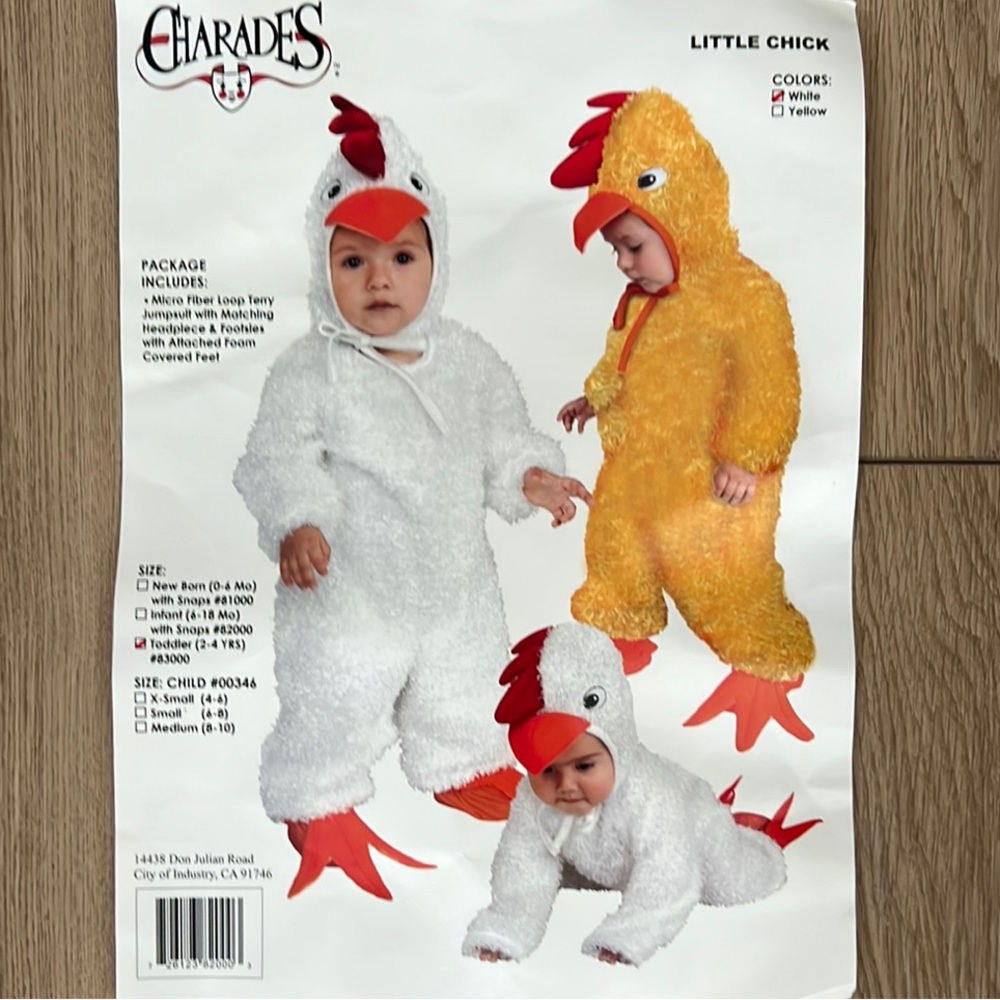 EUC - White and Orange Chicken Costume Plush Full-Body Halloween